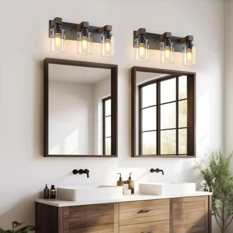Farmhouse Bathroom Vanity Light Fixtures Rustic Wood Vanity Lights for Bathroom Vintage Wall Sconces Lighting Light Fixtures Ov