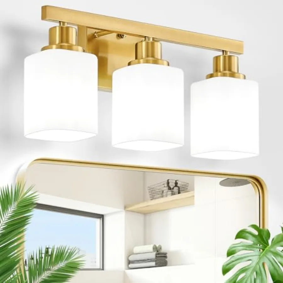 Bathroom Vanity Light Modern Bathroom Light Fixtures with Square Frosted Glass Wall Lamp Sconces for Mirror Bedroom Living Room
