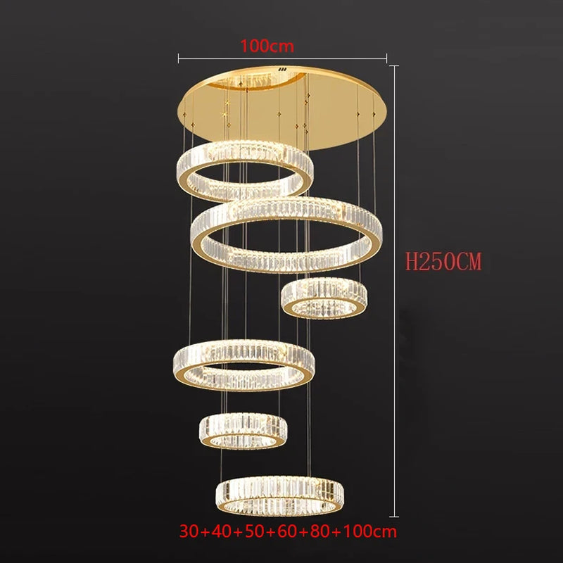 Modern Home Decoration Crystal Chandelier, Stair Pendant Lamp, Living Room Pendant Lights, Interior Lighting
