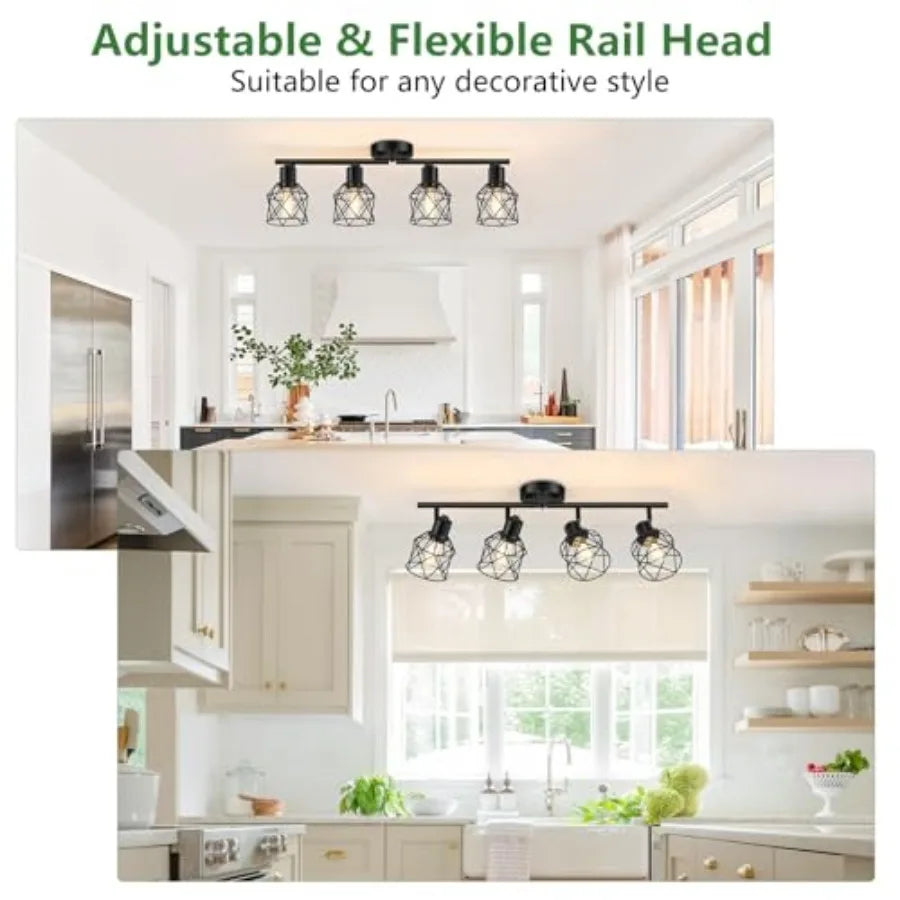 S Semi Flush Mount Ceiling Light Adjustable Multi-Directional Light Fixtures Rotatable Farmhouse Light Fixtures Mount with Meta