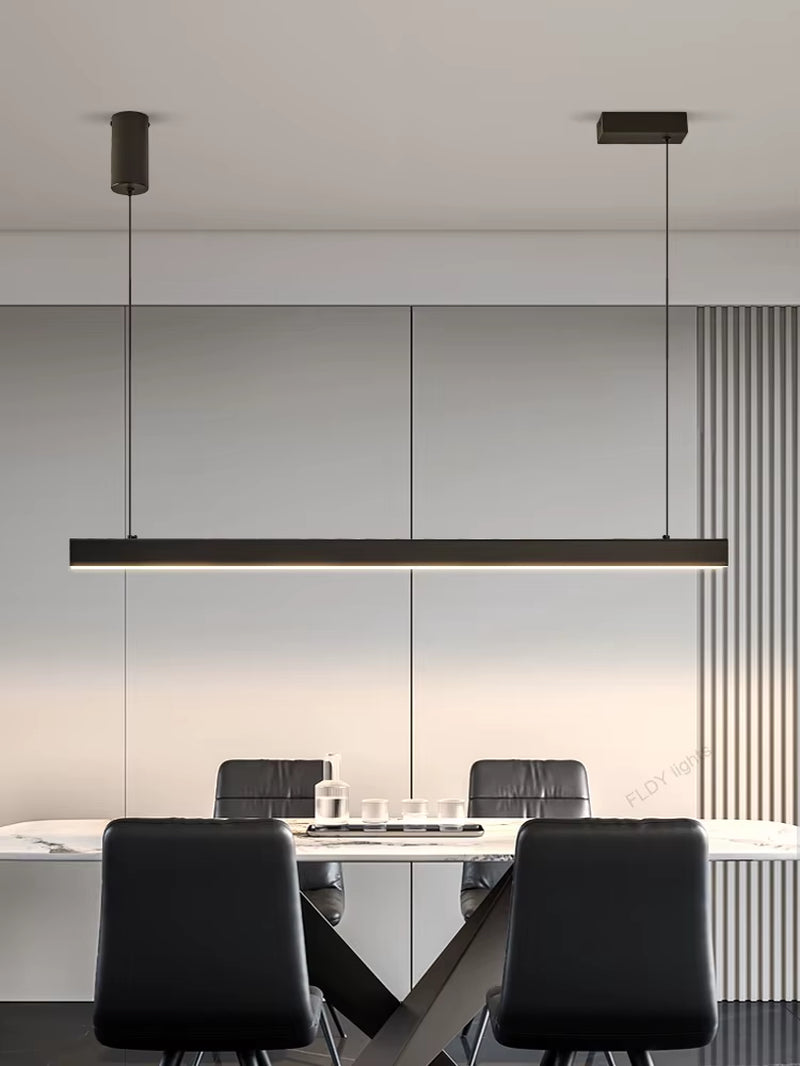 Modern LED Chandelier Black Kitchen Island Pendant Light Fixtures Linear Pendant Lighting with Dining Rooms Living Room