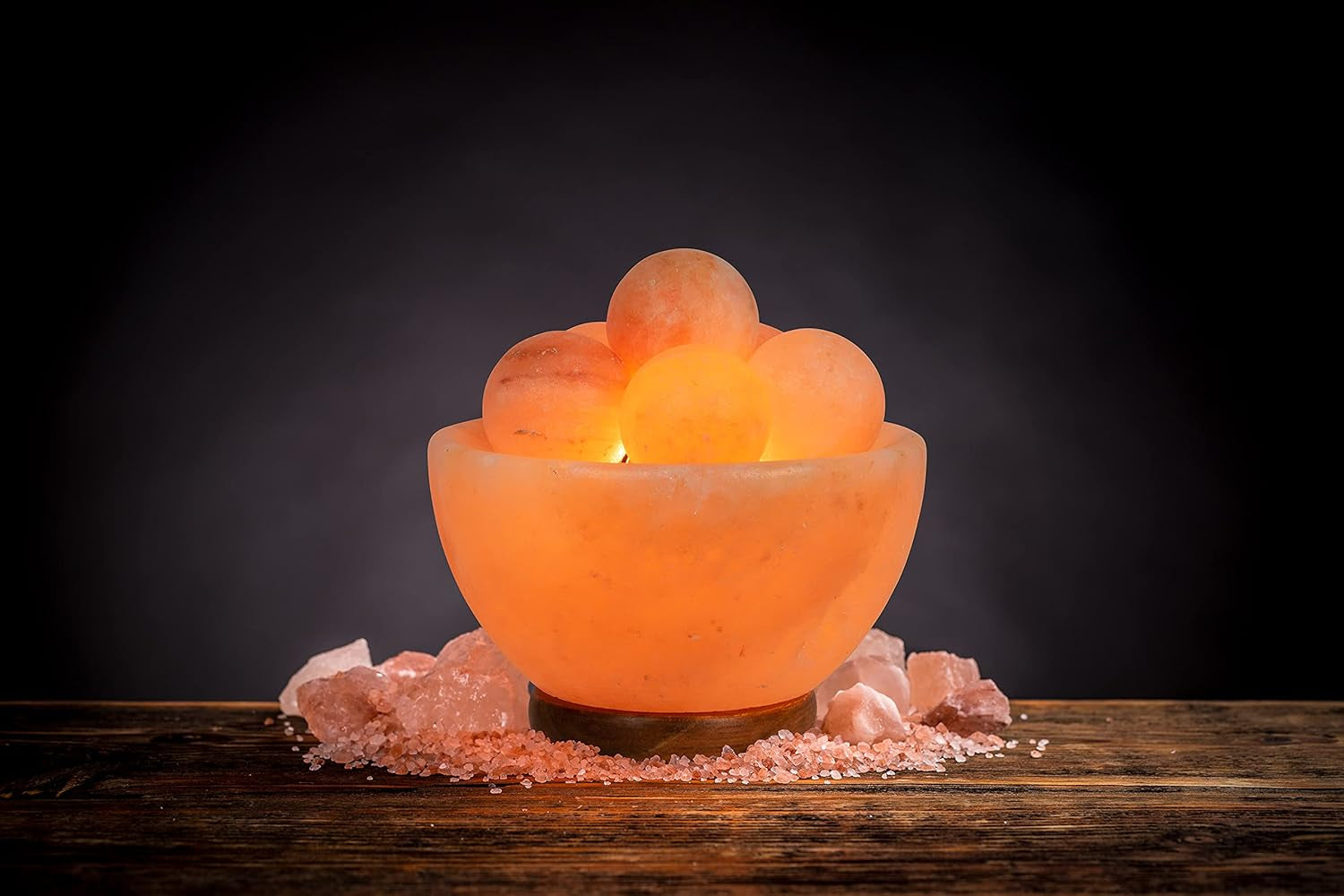 Himalayan Fire Bowl Salt Lamp with 6 Massage Balls Premium Quality Authentic from Pakistan