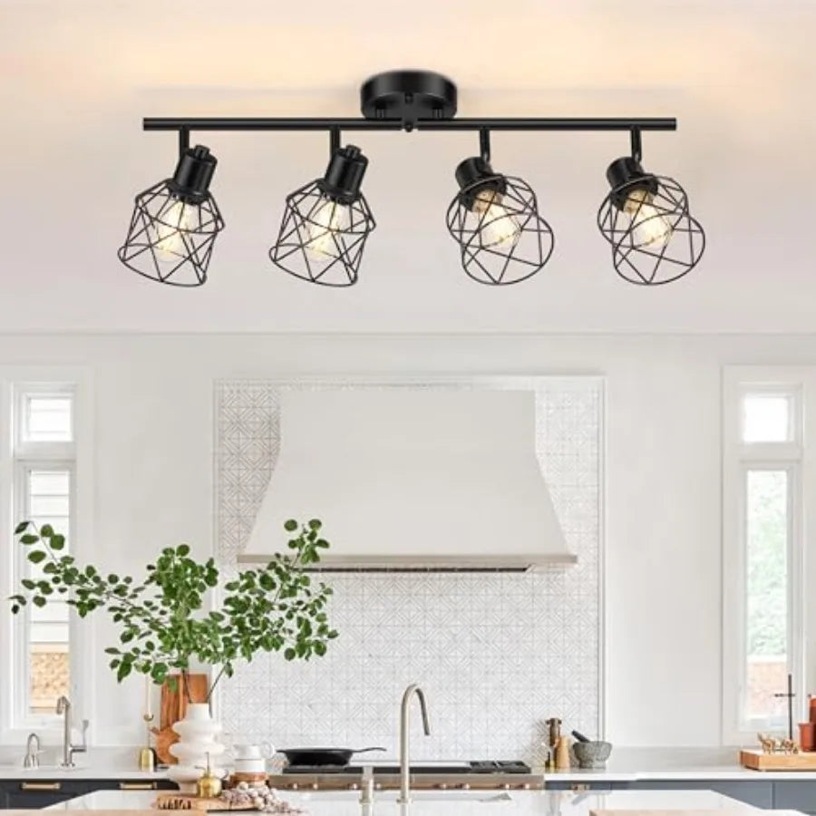 S Semi Flush Mount Ceiling Light Adjustable Multi-Directional Light Fixtures Rotatable Farmhouse Light Fixtures Mount with Meta