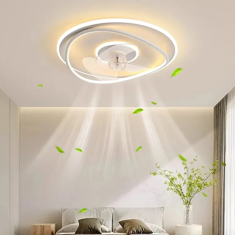 Modern LED Ceiling Fan Light Remote Dimming 6 Levels of Wind Speed Home Electric Fan Lamp Silent Bedroom Living Room Chandelier