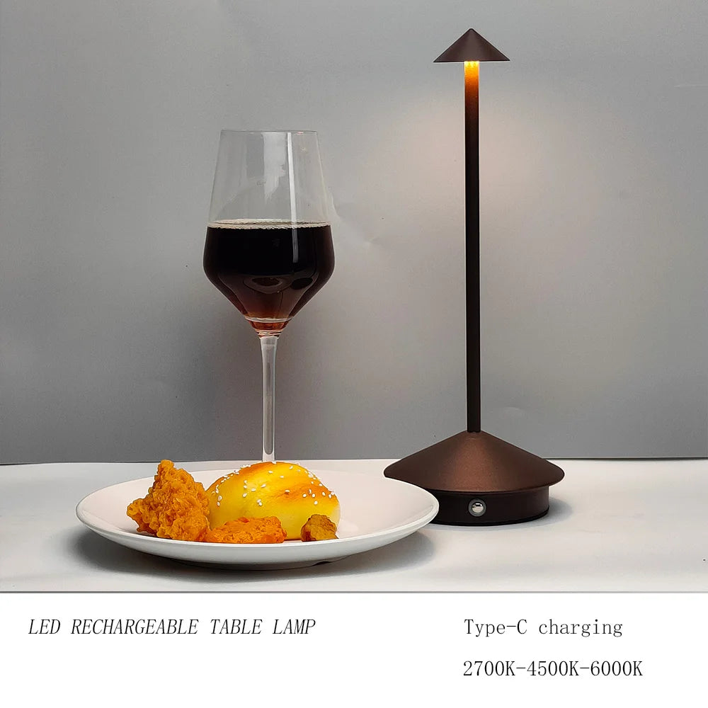Cordless Table Lamp Portable LED Desk Lamp Mordern Rechargeable Nightstand Lamp in Aluminum Dimmable Table Light Indoor Outdoor