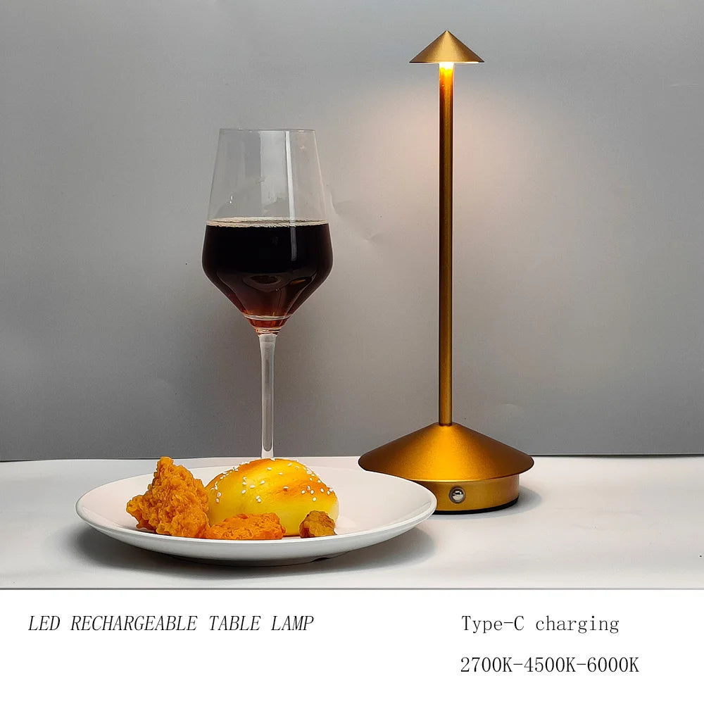 Cordless Table Lamp Portable LED Desk Lamp Mordern Rechargeable Nightstand Lamp in Aluminum Dimmable Table Light Indoor Outdoor