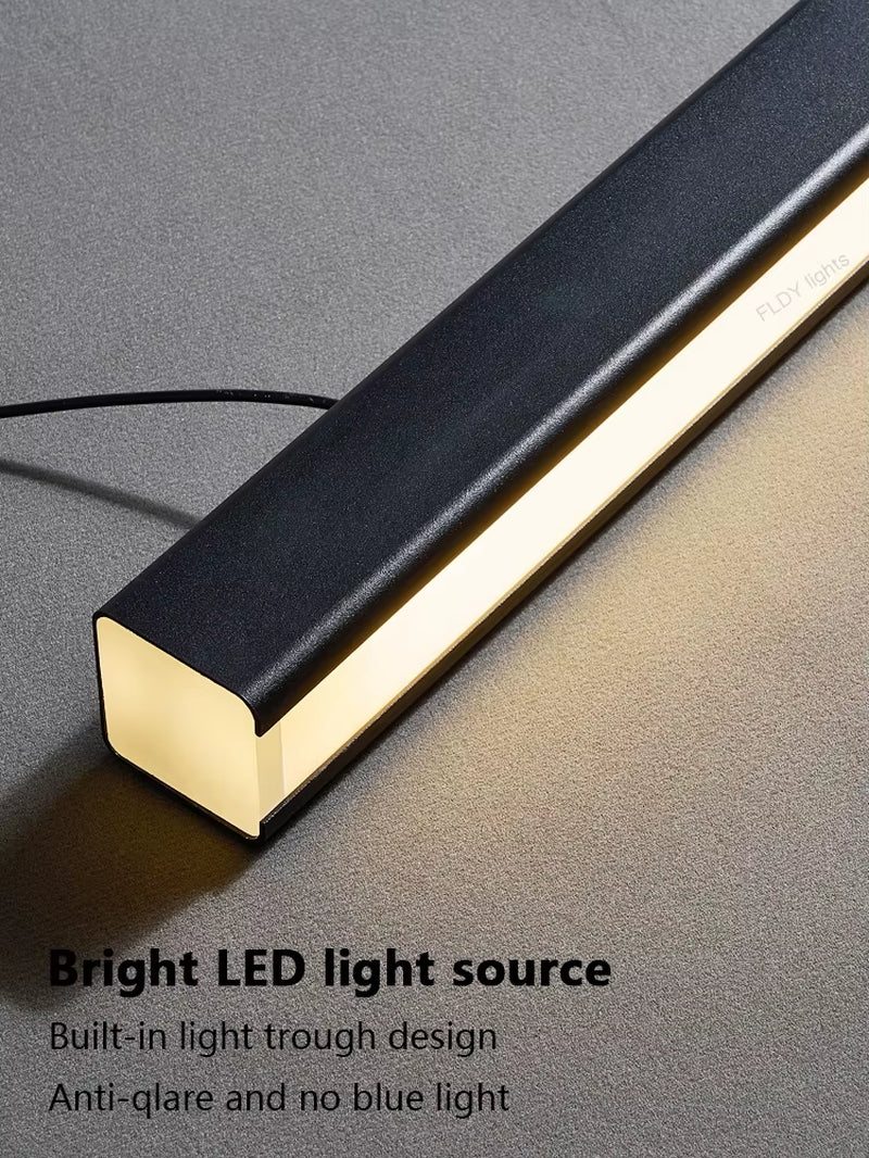 Modern LED Chandelier Black Kitchen Island Pendant Light Fixtures Linear Pendant Lighting with Dining Rooms Living Room