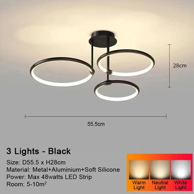 Luxury Ring LED Ceiling Lamp Modern Gold Villa Living Room Light Home Decor Bedroom Dining Room Pendant Light Kitchen Chandelier