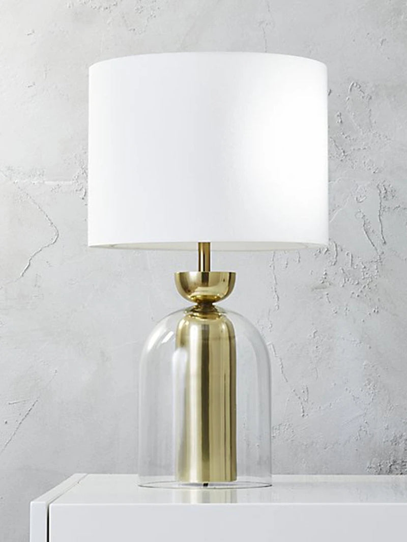 E27 Glass Table Lamp Modern New Design Table Lamp LED Table Light Fabric Shade Glass Base Decoration Lamp Apartment Lamp
