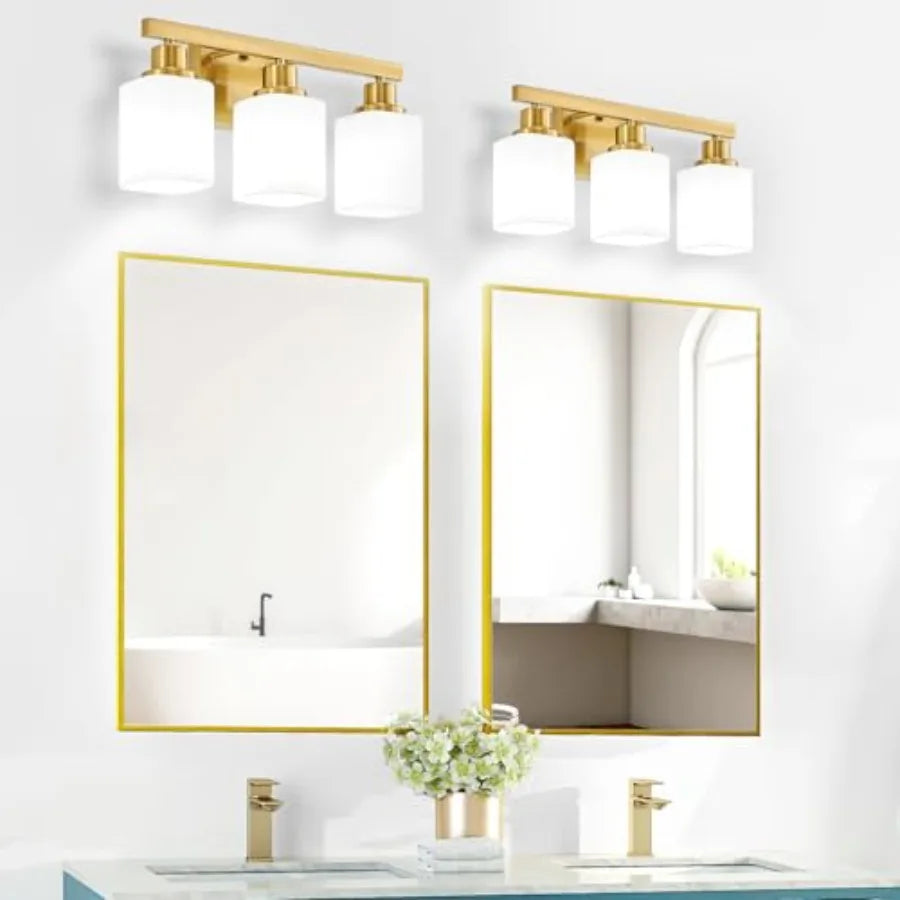 Bathroom Vanity Light Modern Bathroom Light Fixtures with Square Frosted Glass Wall Lamp Sconces for Mirror Bedroom Living Room