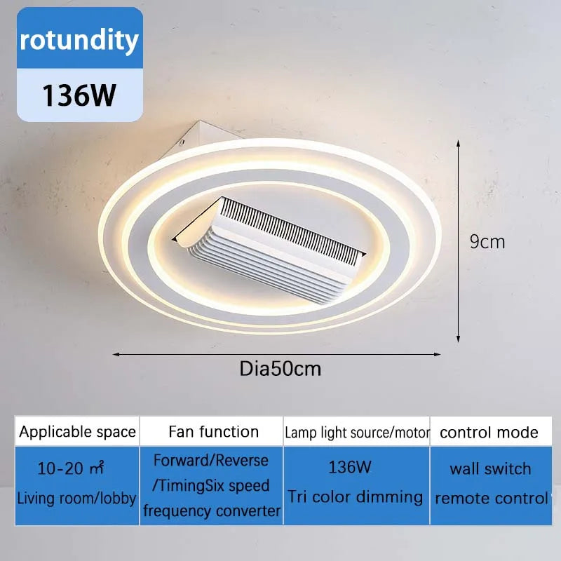 Invisible Bladeless Fan Ceiling Light LED Ceiling Fan Light Remote Control Intelligent Bedroom Living Room Light Indoor Light
