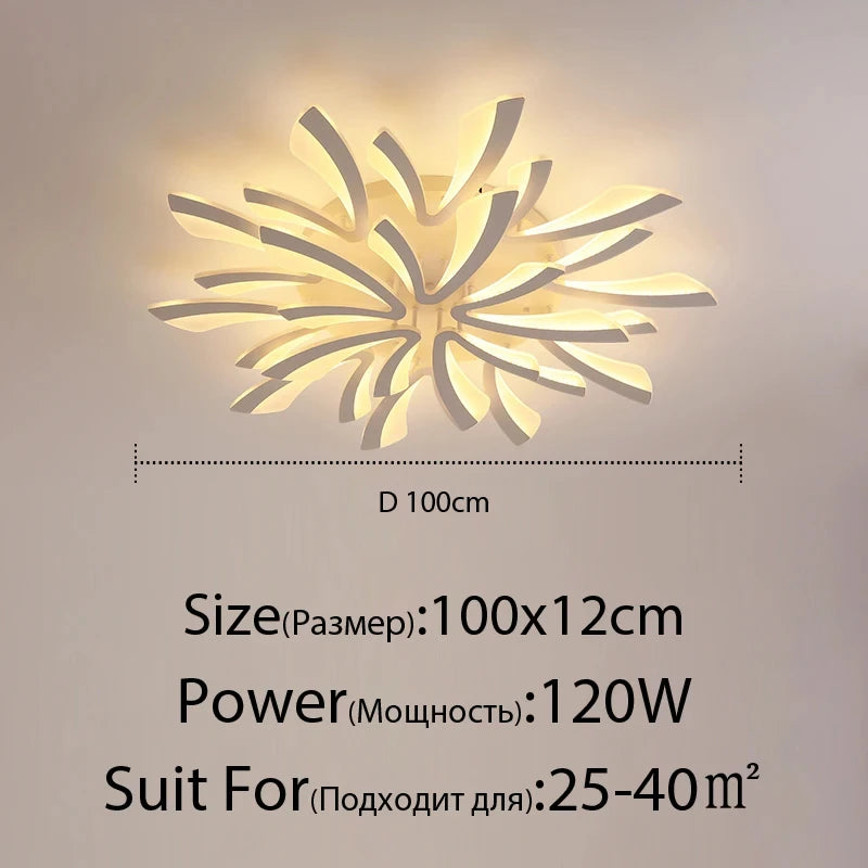 LED Ceiling Lamp Living Room Light Modern Acrylic Bedroom Lighting Fixtures AC90/260V Creative Dandelion Design Dining Room Lamp