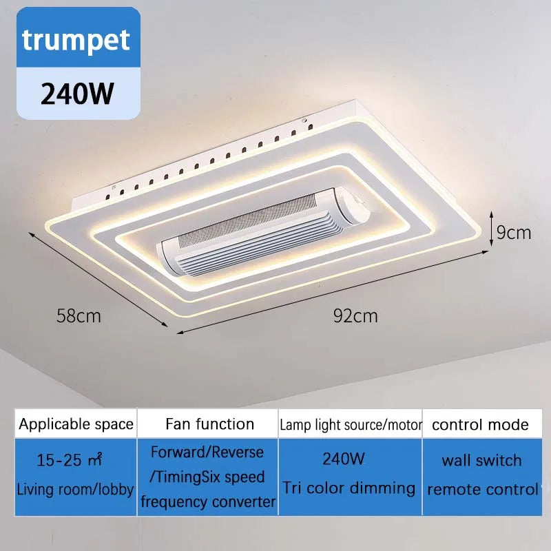 Invisible Bladeless Fan Ceiling Light LED Ceiling Fan Light Remote Control Intelligent Bedroom Living Room Light Indoor Light