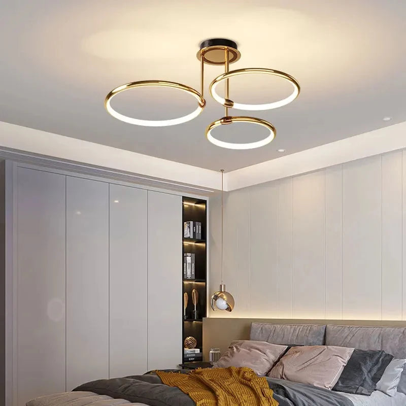 Luxury Ring LED Ceiling Lamp Modern Gold Villa Living Room Light Home Decor Bedroom Dining Room Pendant Light Kitchen Chandelier