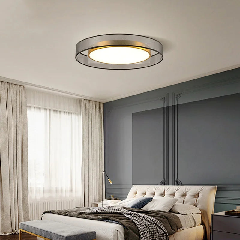 LED Ceiling Light All Copper Modern Living Room Light Nordic Simple Room round Bedroom Decorative Light Ceiling Light