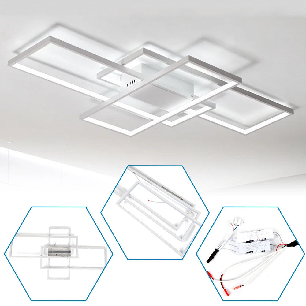 Modern LED Ceiling Lights Fixture 80W LED White Light Square Acrylic Flush Mount Ceiling Light Fixtures for Bedroom Study