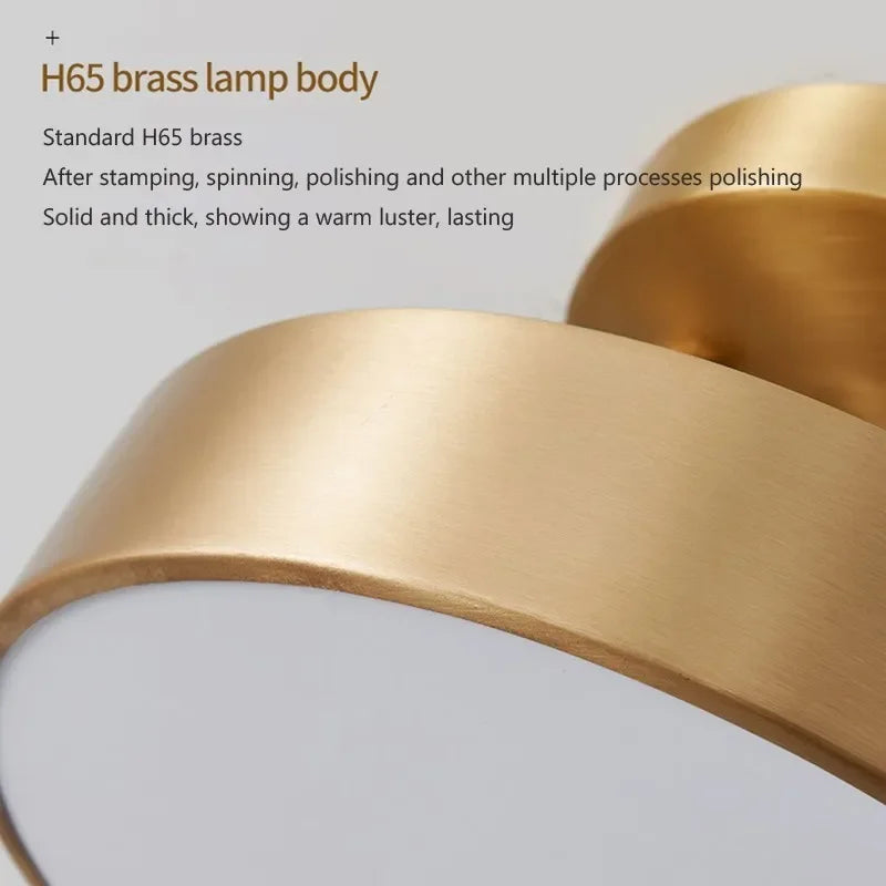 Modern LED Ceiling Light Copper Lamp for Bedroom Living Room Light Nordic round Gold Black Entryway Corridor Aisle Decor Fixture