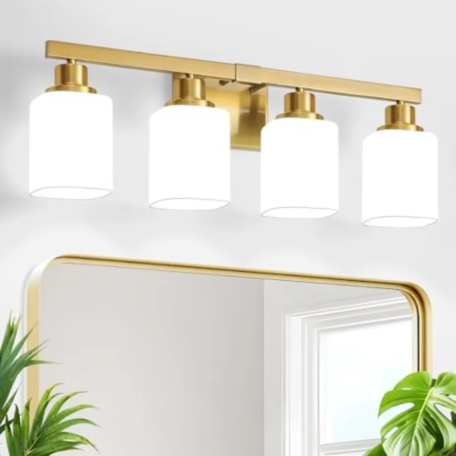 Bathroom Vanity Light Modern Bathroom Light Fixtures with Square Frosted Glass Wall Lamp Sconces for Mirror Bedroom Living Room