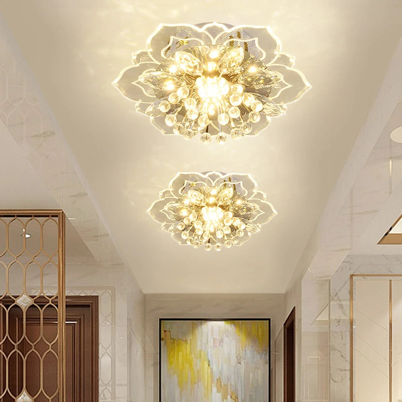 Crystal Lamp Ceiling Lights Flowers Chandelier for Living Room Decoration Indoor Lighting Corridor Lamps Colorful Light Fixtures