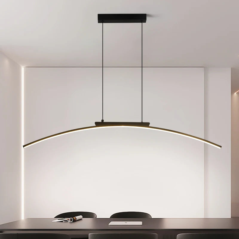 Pendant Lamp Minimalist Curve Hanging Light Adjustable Height LED Dining Energy Saving Light for Kitchen Dining Room Hotel Light