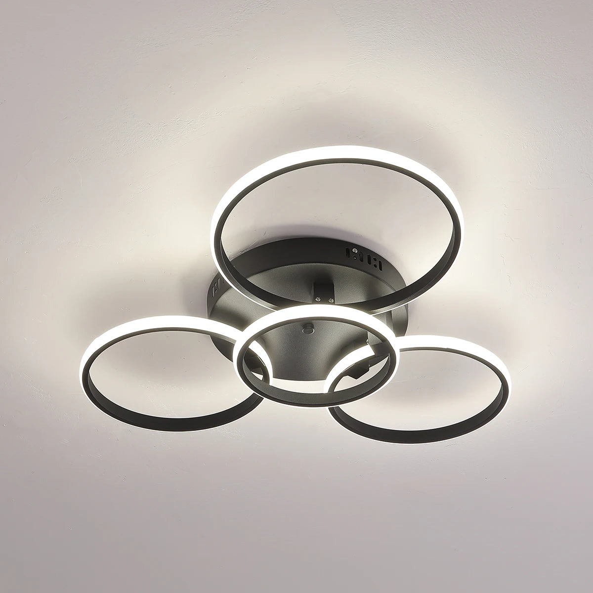 Modern Led Chandelier Lamp RC Dimmable APP Circle Rings for Living Room Bedroom Black/White Ceiling Chandelier Light Fixtures