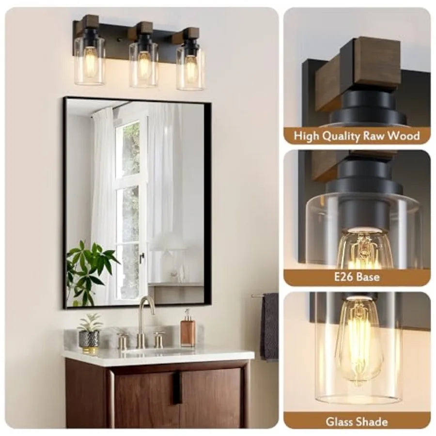 Farmhouse Bathroom Vanity Light Fixtures Rustic Wood Vanity Lights for Bathroom Vintage Wall Sconces Lighting Light Fixtures Ov