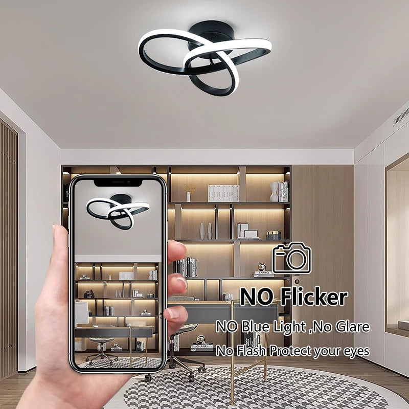 Household LED Chandelier Three Colors Lamp Modern Style Ceiling Lamp Bedroom Light Surface Installation 220V Dining Room Lamp