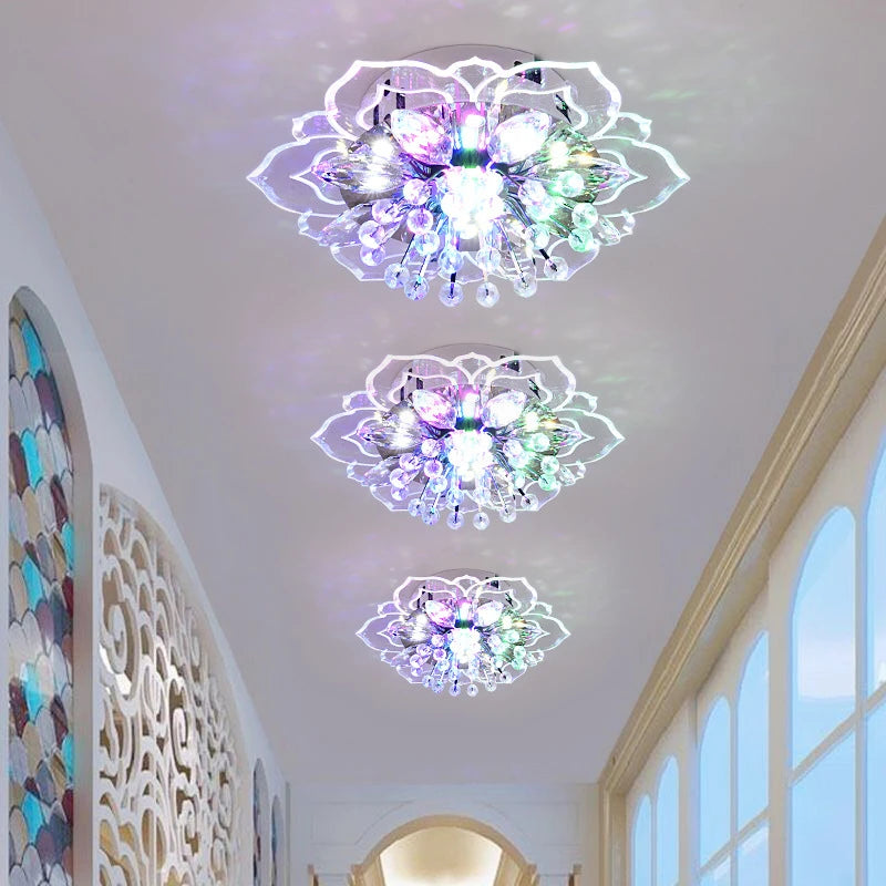 Crystal Lamp Ceiling Lights Flowers Chandelier for Living Room Decoration Indoor Lighting Corridor Lamps Colorful Light Fixtures