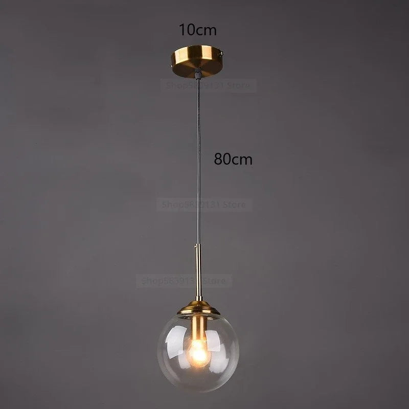 Nordic Modern Gray Glass Ball Island Pendant Lights Vintage Mirror beside Bedroom Lamp Living Room Decor for Home Light Fixtures