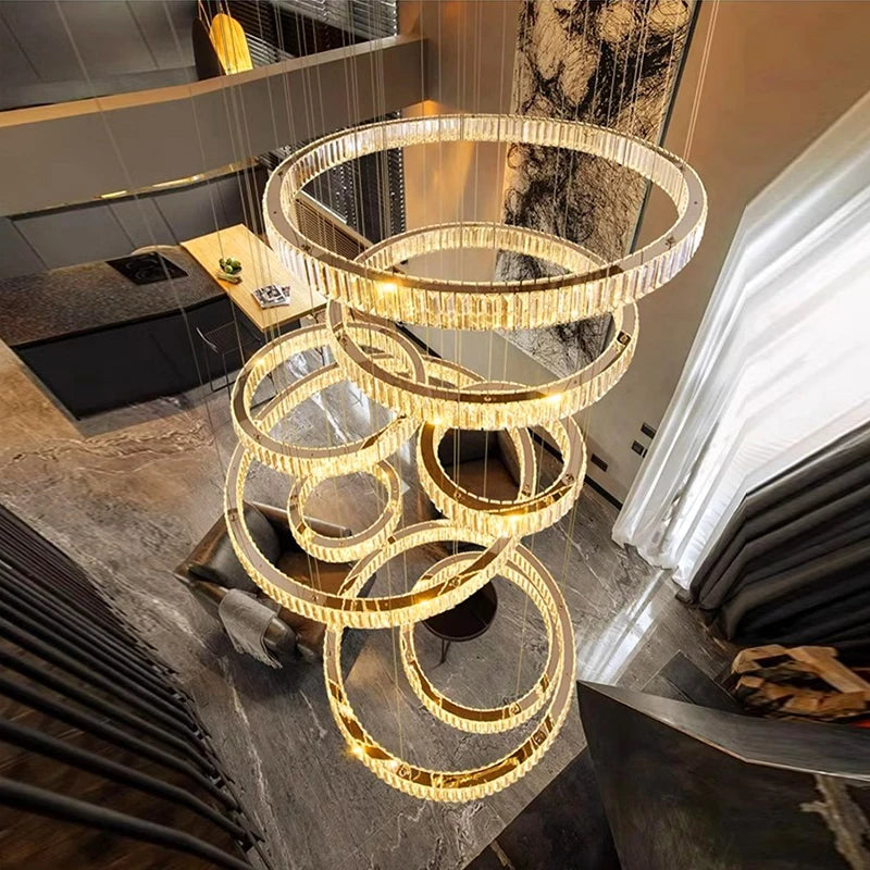 Modern Home Decoration Crystal Chandelier, Stair Pendant Lamp, Living Room Pendant Lights, Interior Lighting