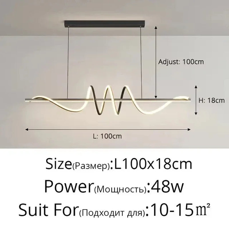 Minimalist Long Strip Restaurant Ceiling Chandelier Home Decor Bedroom Living Room Pendant Light Dining Table Bar Hanging Lamps