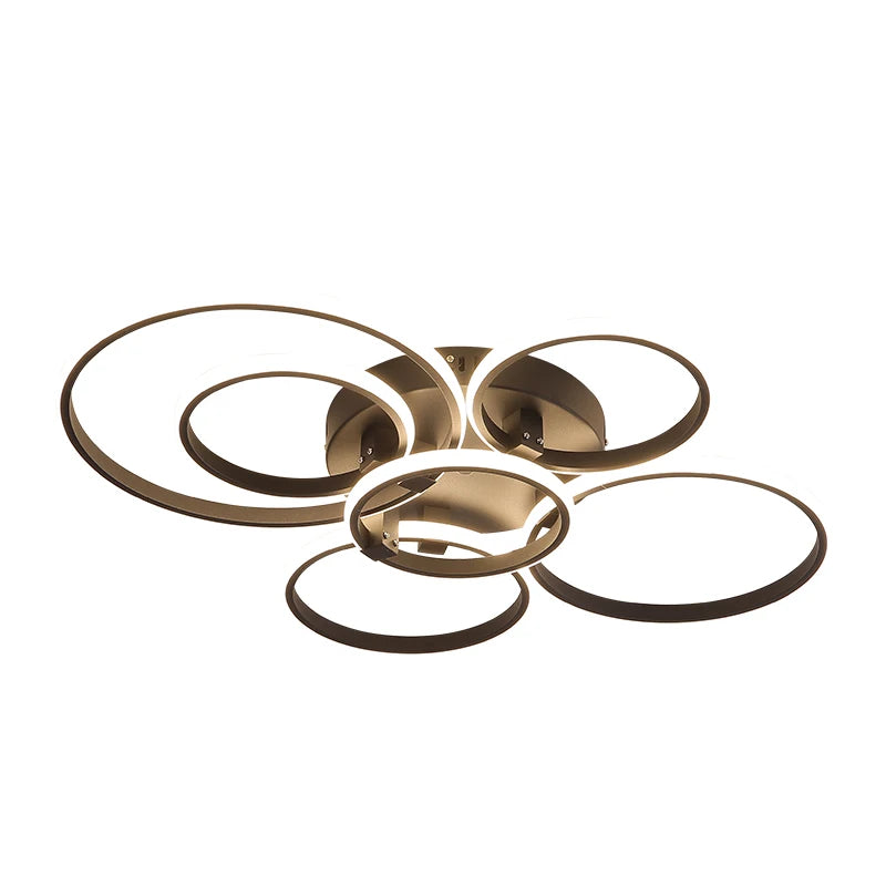 Modern Led Chandelier Lamp RC Dimmable APP Circle Rings for Living Room Bedroom Black/White Ceiling Chandelier Light Fixtures