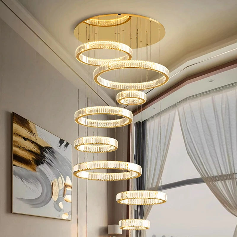 Modern Home Decoration Crystal Chandelier, Stair Pendant Lamp, Living Room Pendant Lights, Interior Lighting