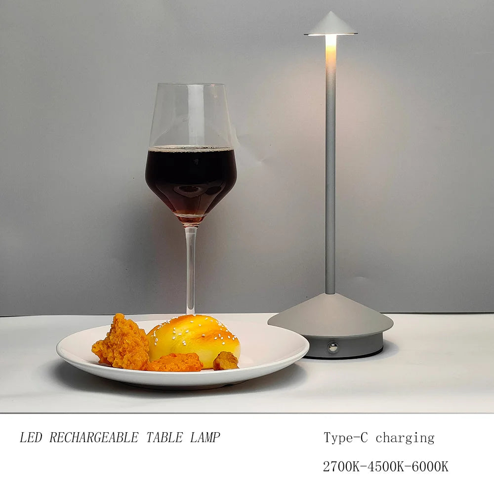 Cordless Table Lamp Portable LED Desk Lamp Mordern Rechargeable Nightstand Lamp in Aluminum Dimmable Table Light Indoor Outdoor