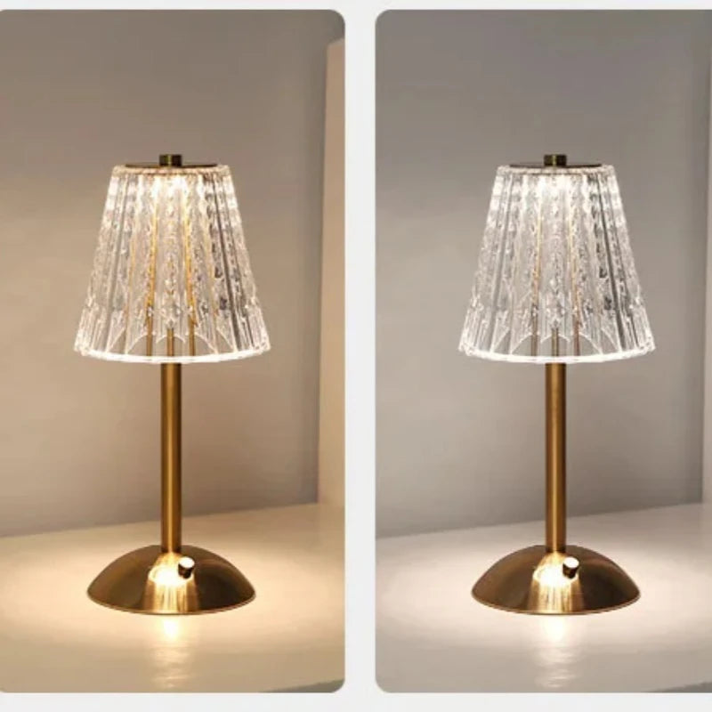 Table Lamp Bedroom, Bedside Lamp Light Luxury Diamond Crystal Lamp High-End Atmosphere Lamp Charging Touch Small Night Lamp