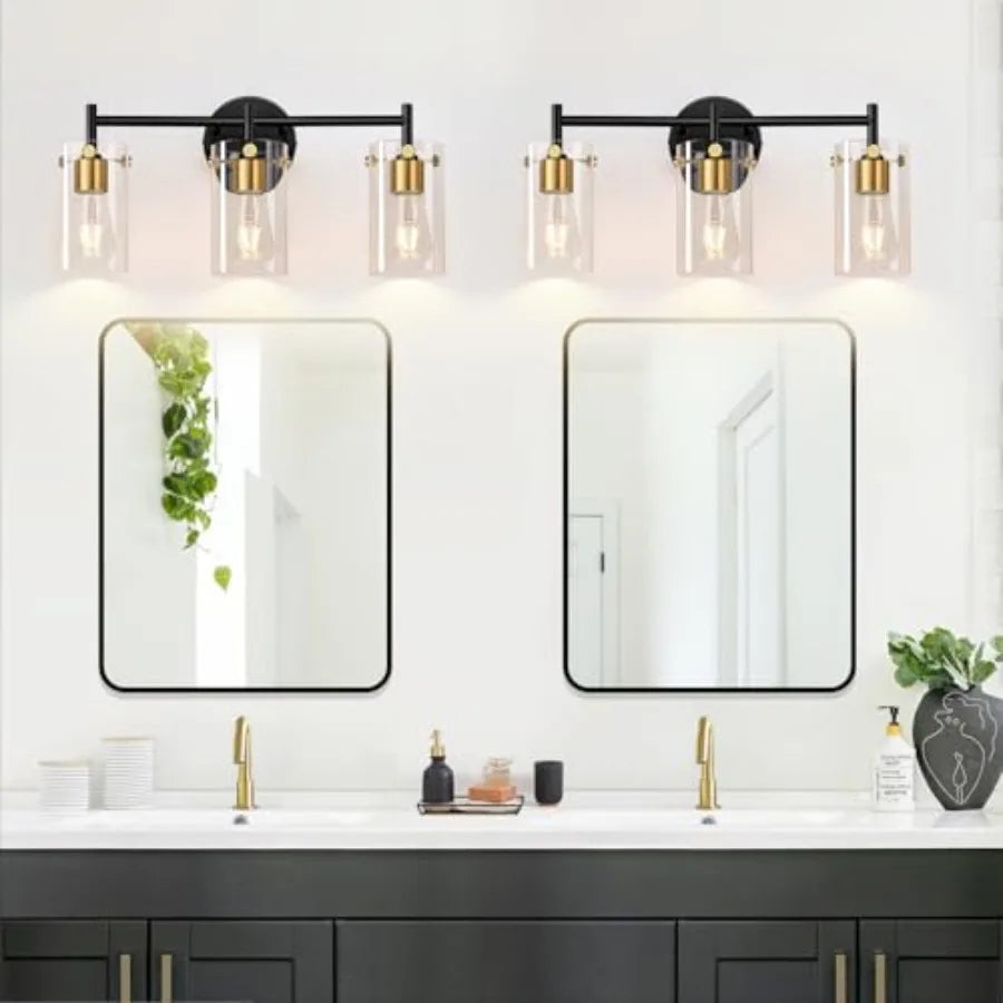 Bathroom Light Fixtures Vanity Light Black Bathroom Lights over Mirror with Clear Glass Shade for Mirror Bedroom Living Room