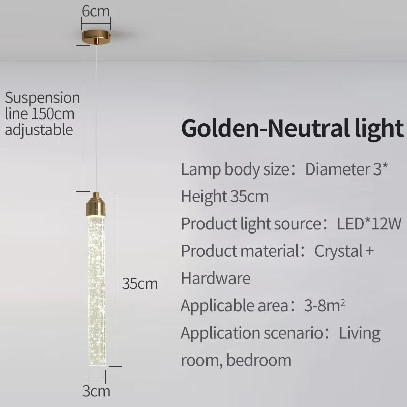 Luxury Crystal Pendant Light with Gold Fixtures Crystal Hanging Lamp for Living Room Bedroom Dining Room Modern Home Decor