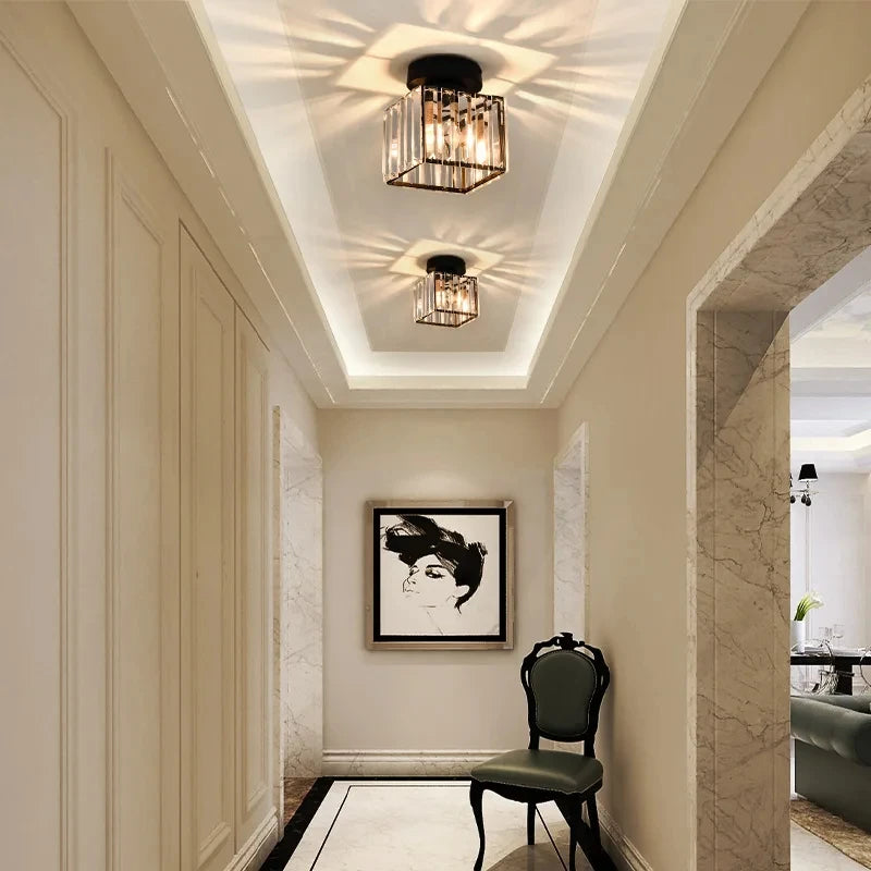 Crystal Ceiling Light Corridor Channel Ceiling Lamp Luxur Balcony Aisle Lamp Home Foyer Track Light Kitchen Ceiling Light