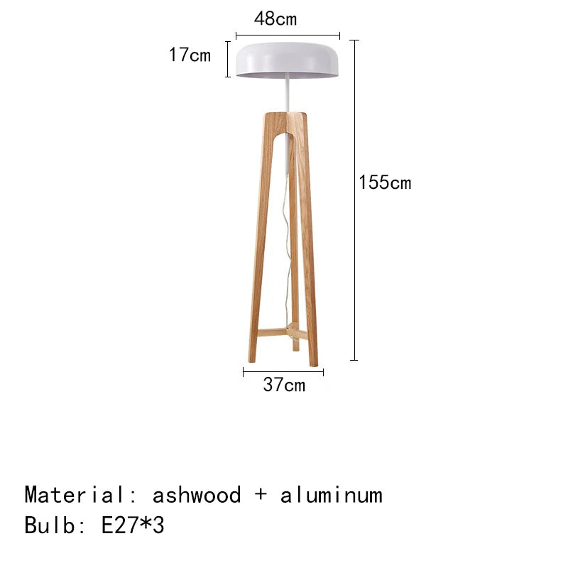 Pileo Porada Floor Lamp Modern Solid Wood Floor Lamp Nordic Living Room Tripod Floor Lamp Bedroom Home Classical LED Corner Lamp