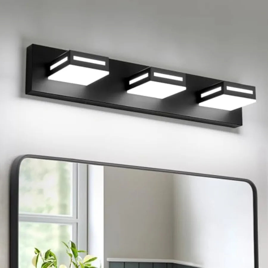 LED Modern Bathroom Light Fixtures 3-Light Matte Vanity Lights for Bathroom Lighting Fixtures over Mirror 6000K Cool White 350°