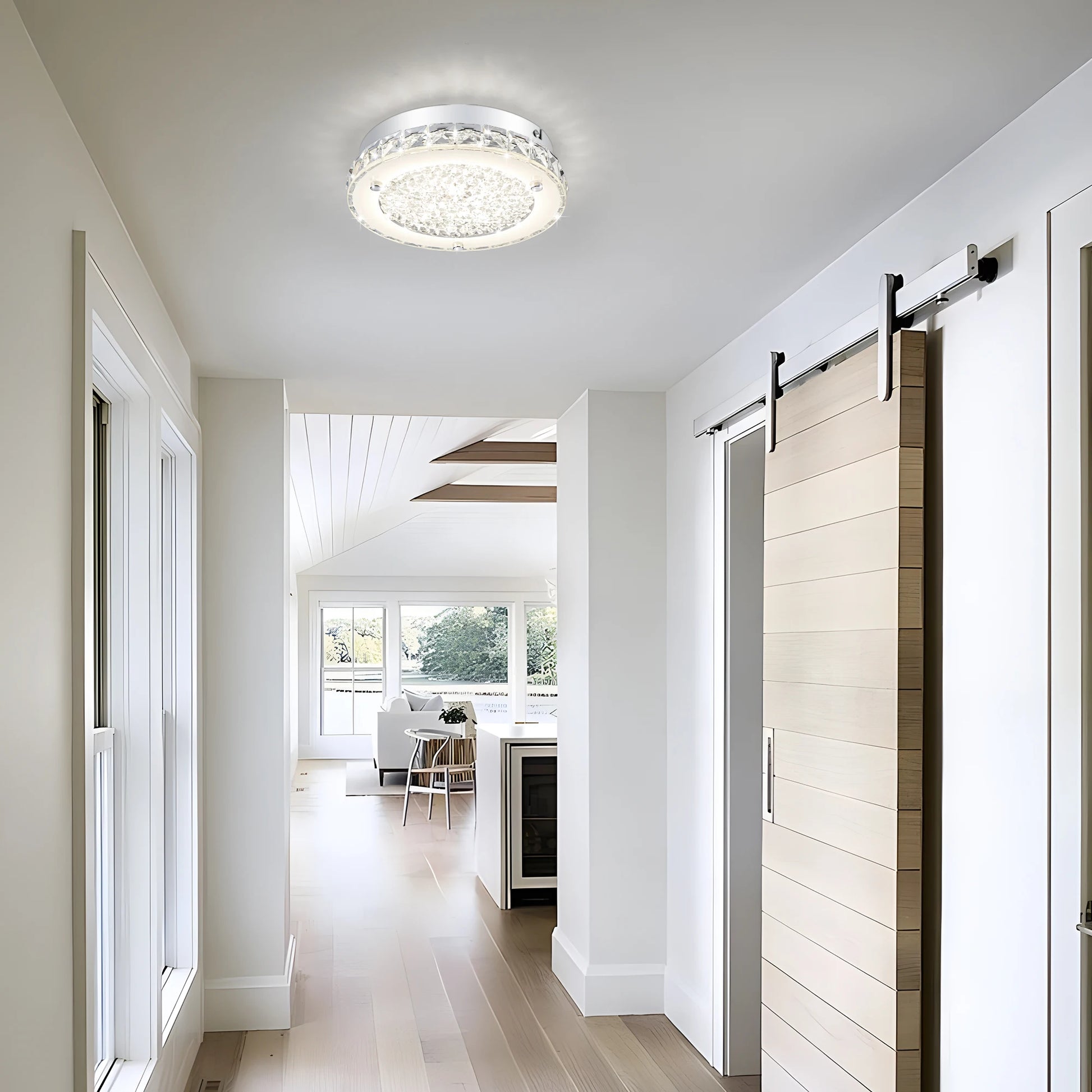 Crystal Ceiling Light Fixture 3000/4000/5000K Flush Mount Crystal Chandelier Kitchen Light Fixture for Bedroom, Bathroom ,Closet