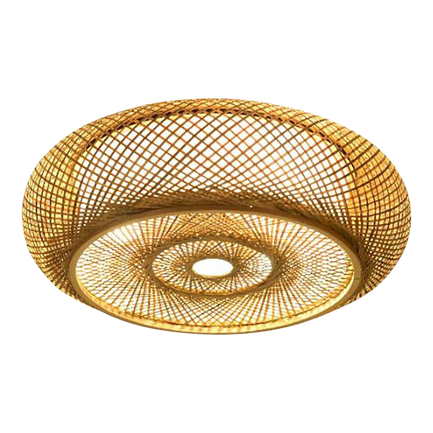 20" Vintage Bamboo Ceiling Lighting Fixtures Wicker Rattan Flush Mount Ceiling Light Bamboo Woven Ceiling Lights Basket Lantern