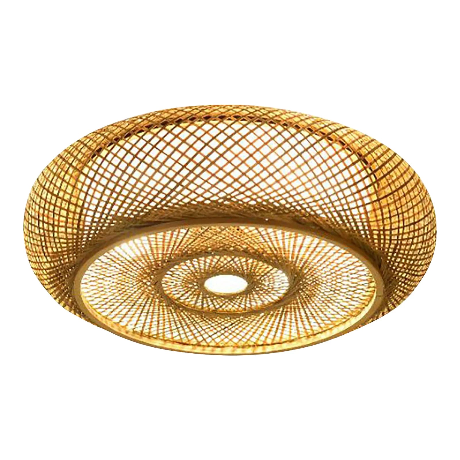 20" Vintage Bamboo Ceiling Lighting Fixtures Wicker Rattan Flush Mount Ceiling Light Bamboo Woven Ceiling Lights Basket Lantern