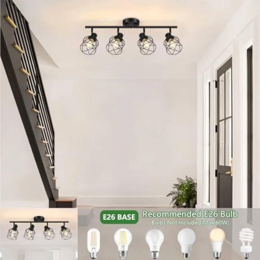 S Semi Flush Mount Ceiling Light Adjustable Multi-Directional Light Fixtures Rotatable Farmhouse Light Fixtures Mount with Meta
