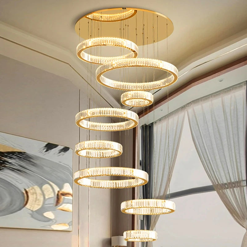Modern Home Decoration Crystal Chandelier, Stair Pendant Lamp, Living Room Pendant Lights, Interior Lighting