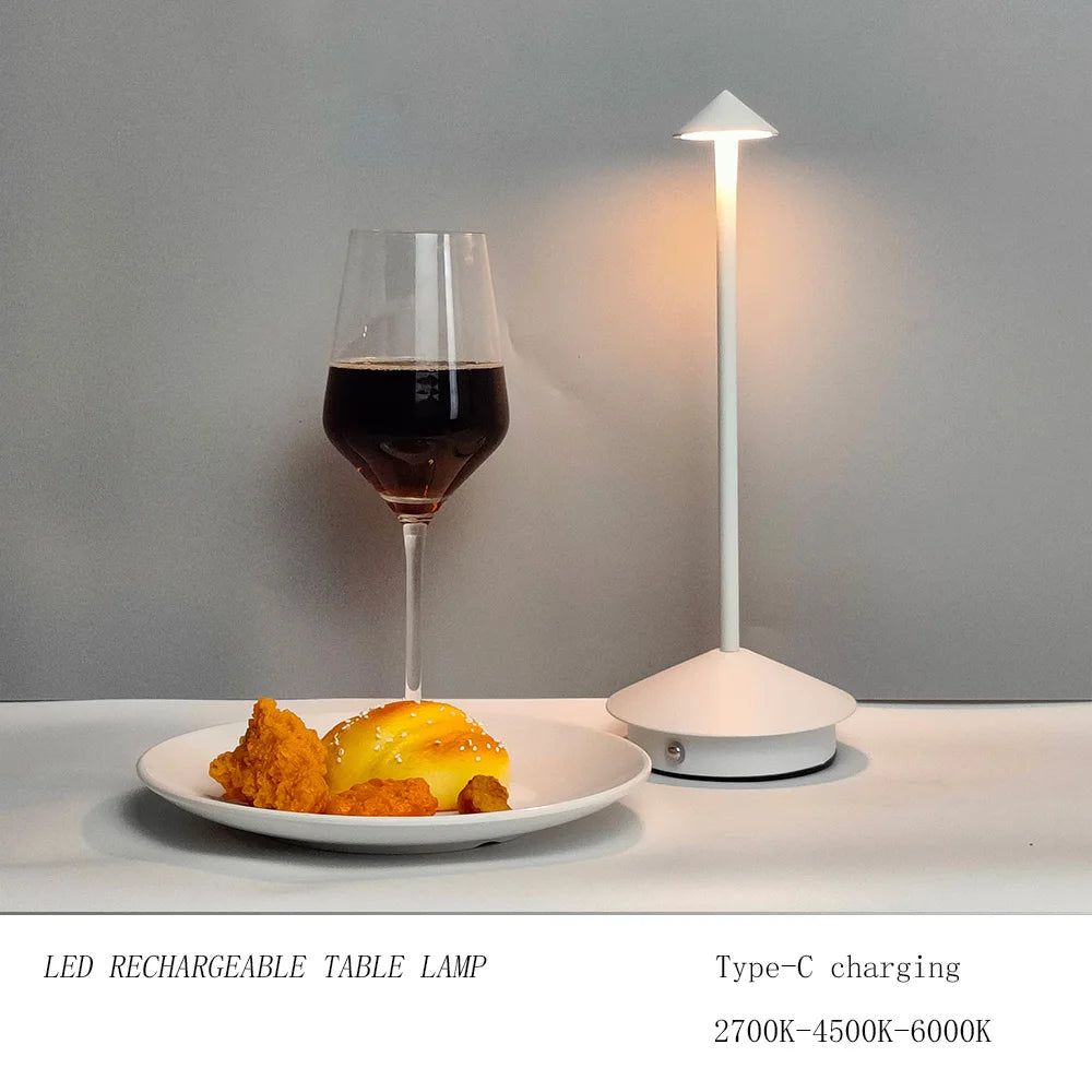 Cordless Table Lamp Portable LED Desk Lamp Mordern Rechargeable Nightstand Lamp in Aluminum Dimmable Table Light Indoor Outdoor