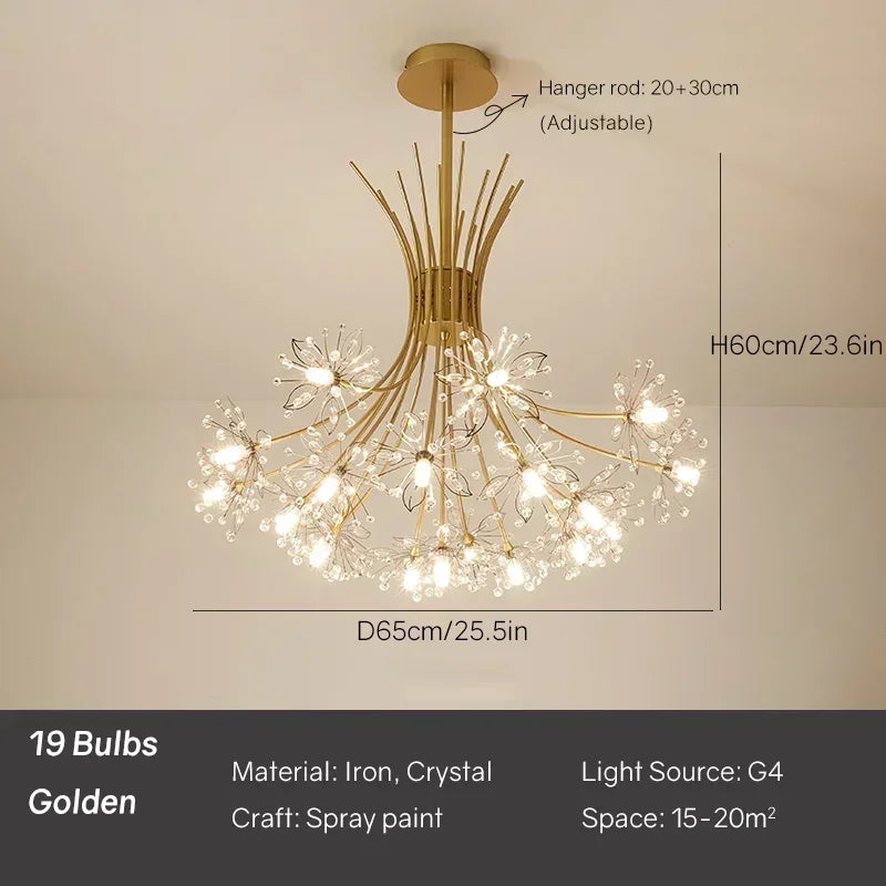 Dandelion Bouquet Restaurant Pendant Light Luxury Home Decor LED Ceiling Chandelier Bedroom Dining Room Children'S Hanging Lamps
