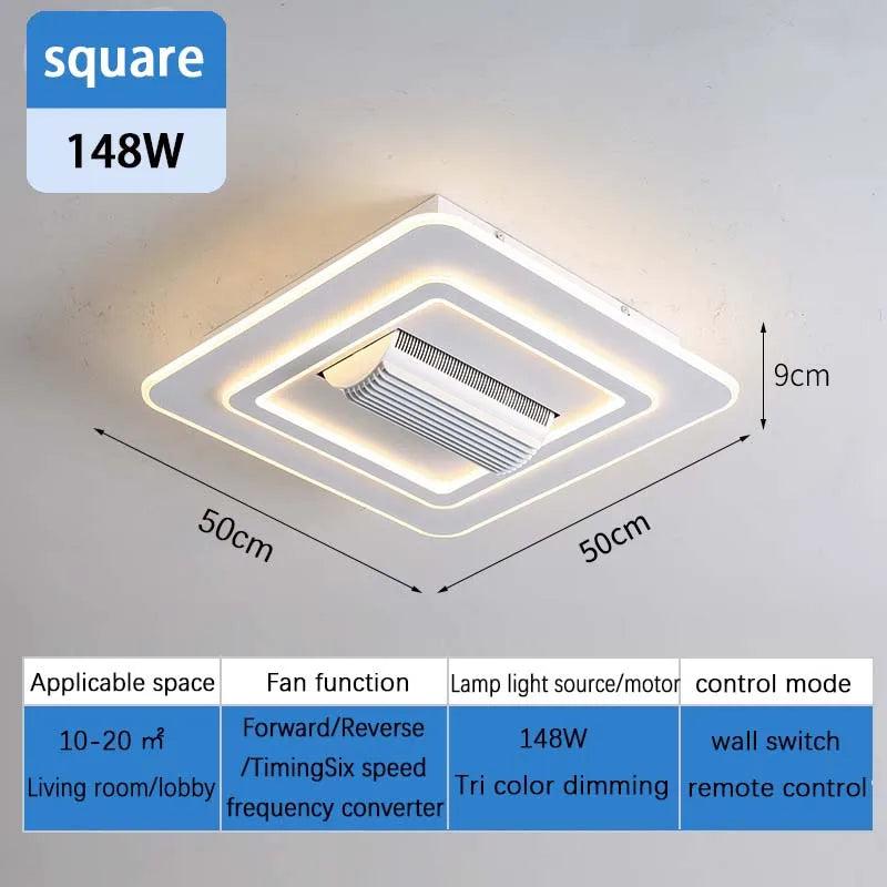 Invisible Bladeless Fan Ceiling Light LED Ceiling Fan Light Remote Control Intelligent Bedroom Living Room Light Indoor Light