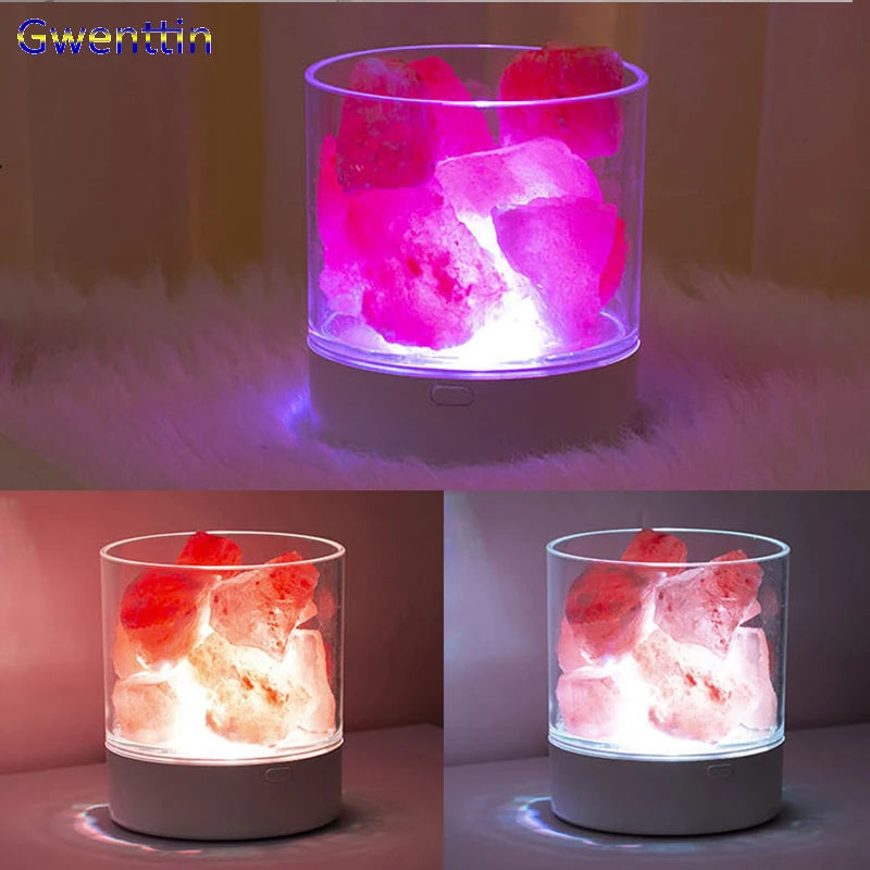 Crystal Natural Himalayan Salt Lamp Rechargeable Led Night Light Lava Table for Bedroom Bedside Lighting Fixture Christmas Decor