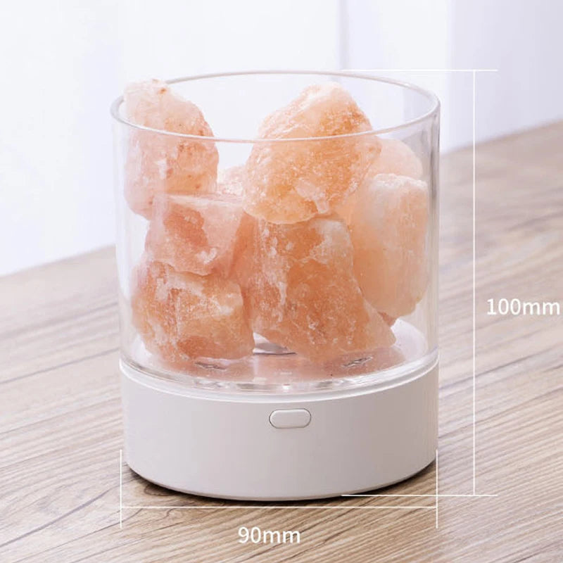 Crystal Natural Himalayan Salt Lamp Rechargeable Led Night Light Lava Table for Bedroom Bedside Lighting Fixture Christmas Decor